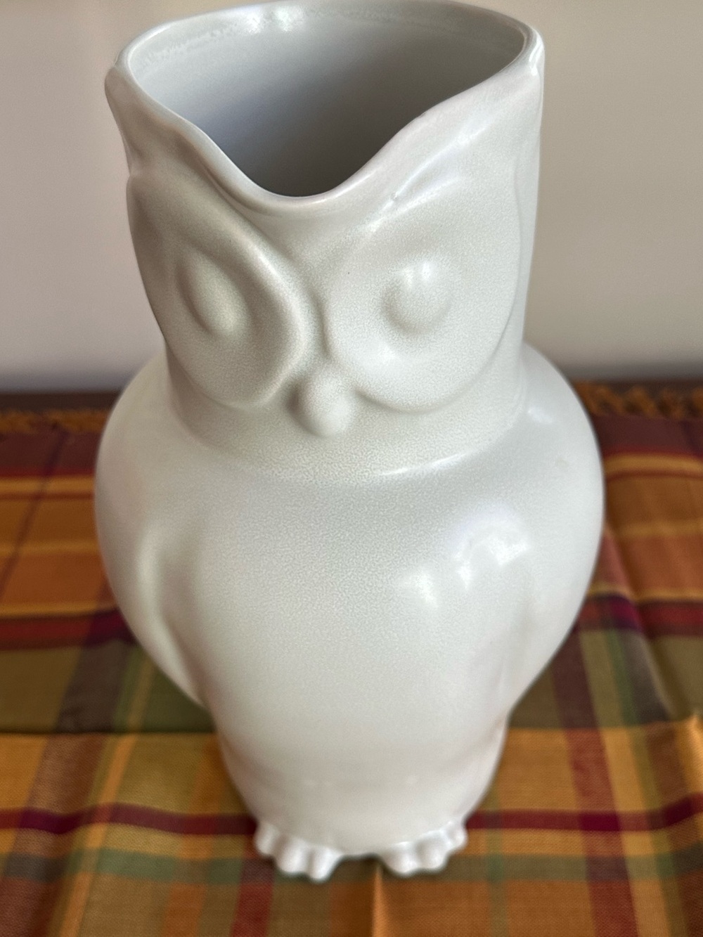 Pottery Barn Ivory Stoneware Figural Owl Pitcher NWOT